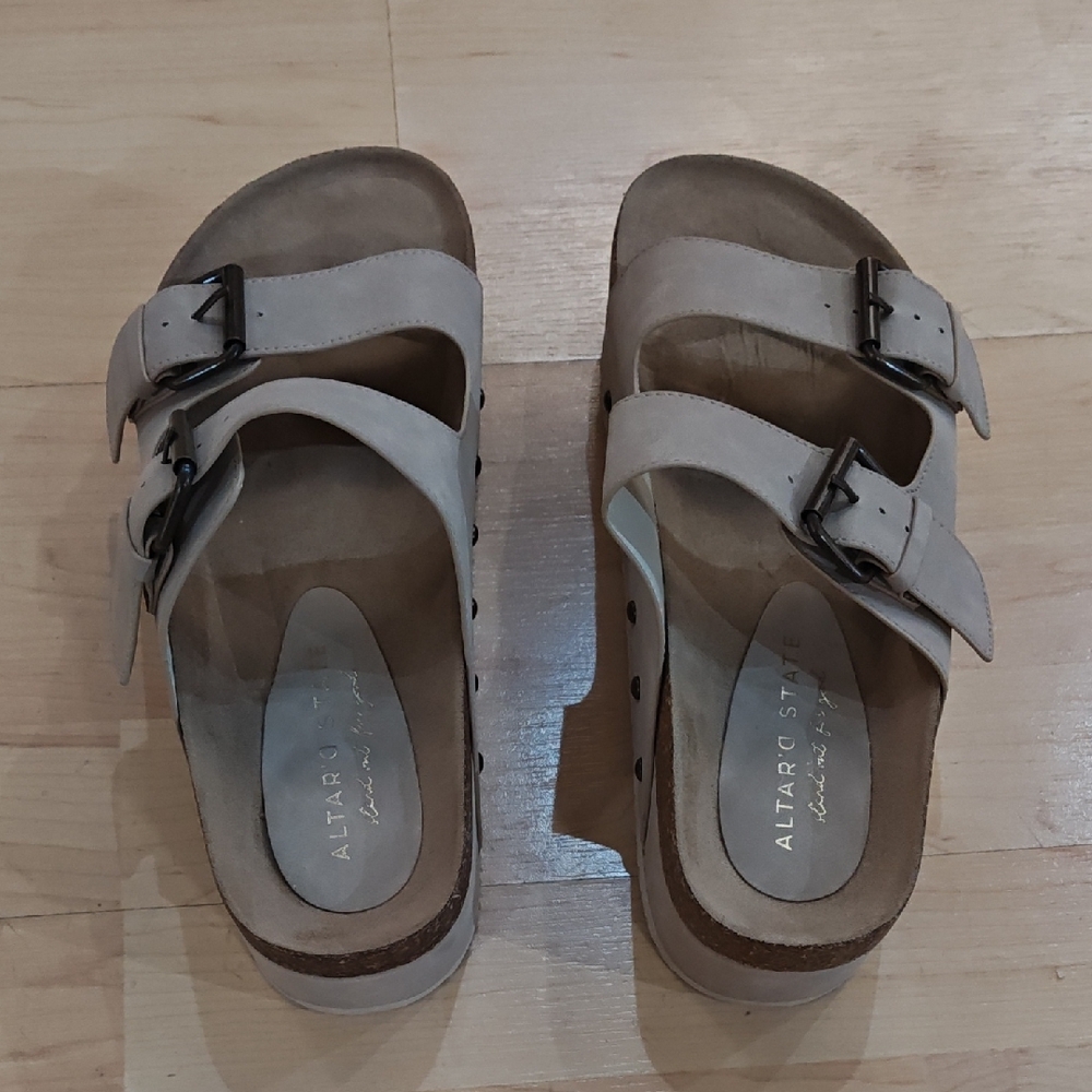 Altar'd State Tan Mules with Contoured Footbed, Like New